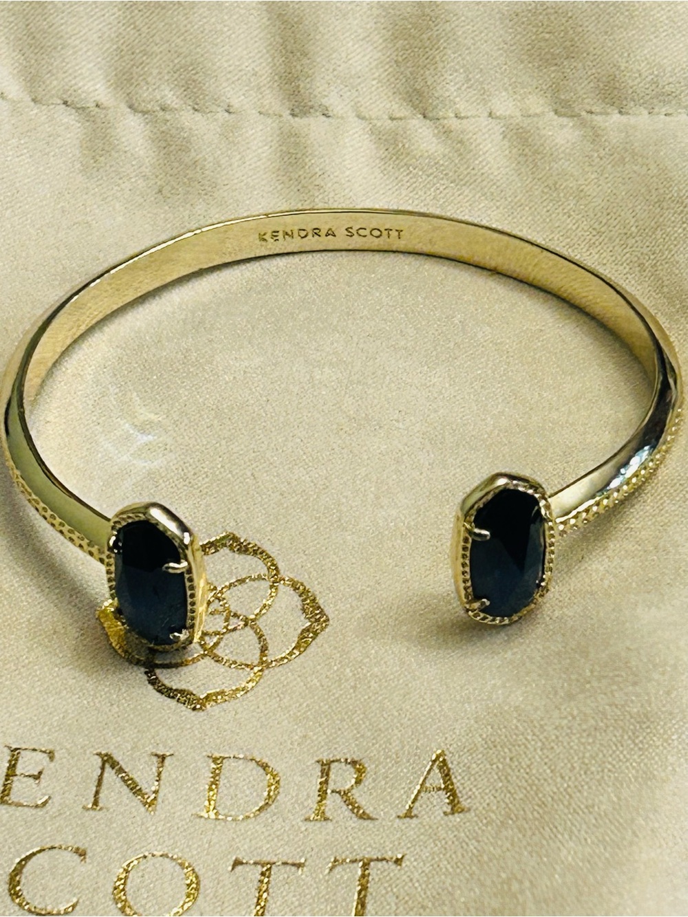 Kendra Scott Gold Open Cuff Bracelet with Dark Blue Stones